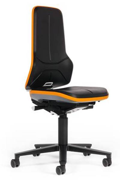 [7672157] Neon stol, PU-skum, hjul/orange, 450-620 mm