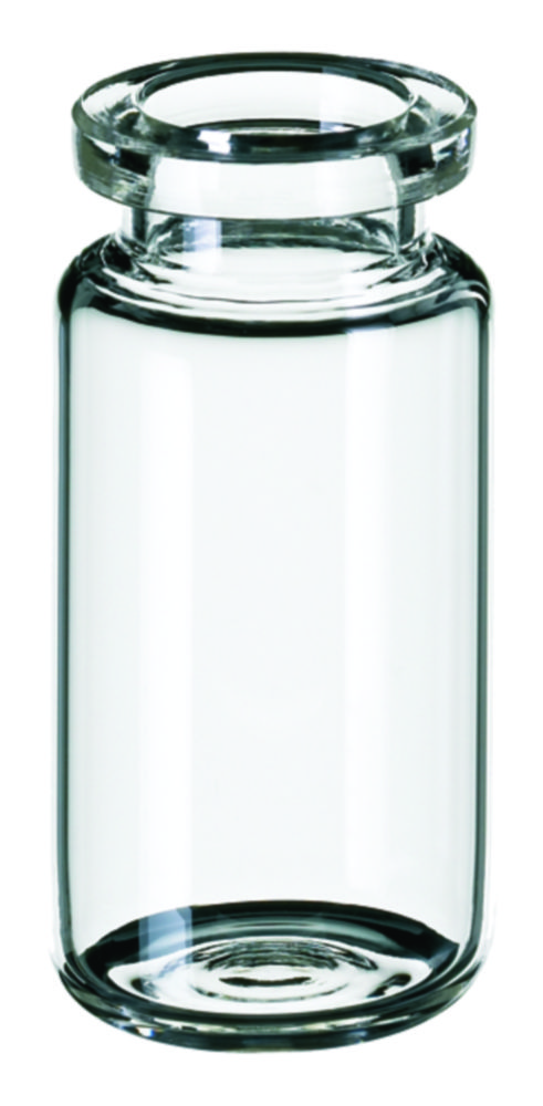 Headspace vials m. krave, LLG, N 20 HS crimp, rundet bund, 10 mL, klar