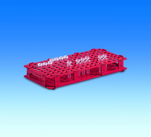 Reagensglasstativ, 8 x 16 rør Ø11 mm, hvid