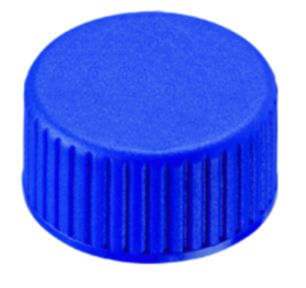Skruelåg, LLG, N 9 short thread, blå PP, PTFE 53 D