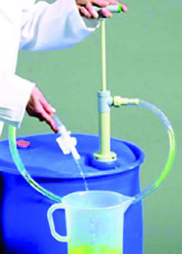 Tromlepumpe, PP, med stophane, 650 mm