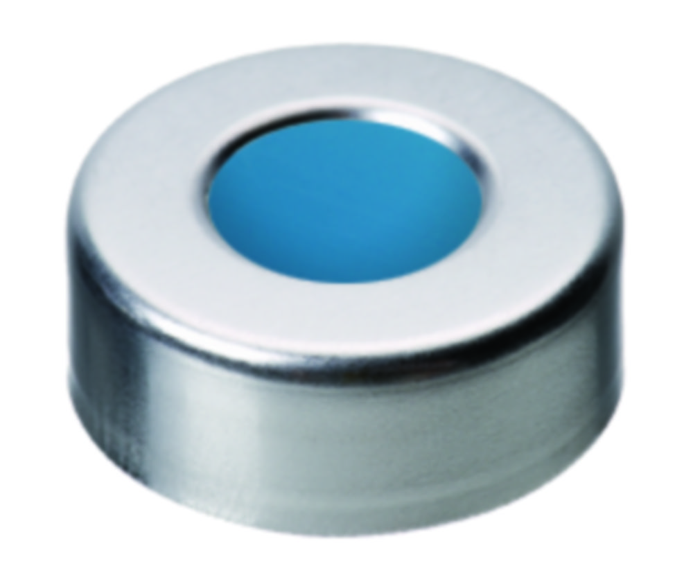 Crimp-låg, LLG, N 20, alu m. hul, sølv, silikone/PTFE 45 A