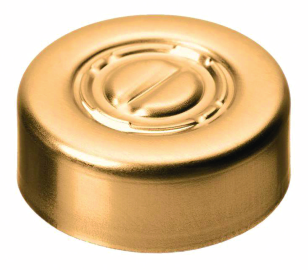 Crimp-låg, LLG, N 20, alu med center tear-off, guld, butyl/PTFE 50 A, Pharma-Fix