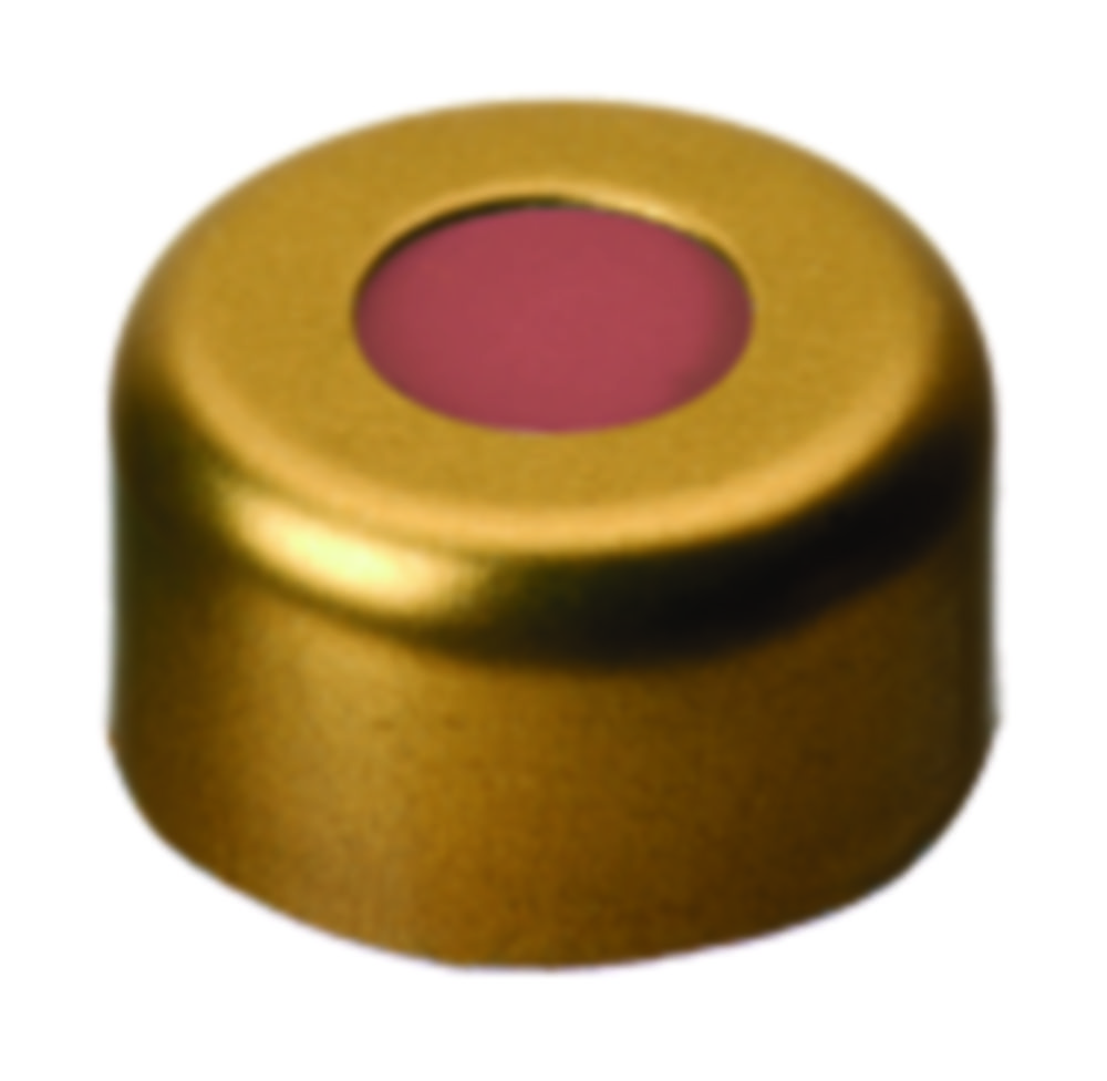 Crimp-låg, LLG, N 11, alu m. hul, guld, butyl/PTFE 45 A
