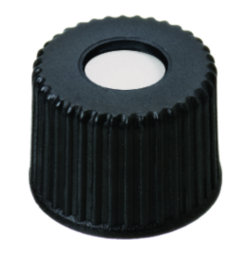 Skruelåg, LLG, N 8, sort PP m. hul, silikone/PTFE 45 A