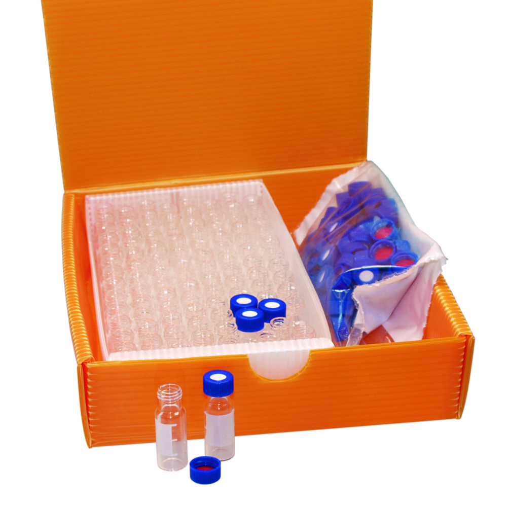 2-i-1 vial kit, LLG, N 9 gevind, 1,5 mL, klar, blå PP m. hul, silikone/PTFE