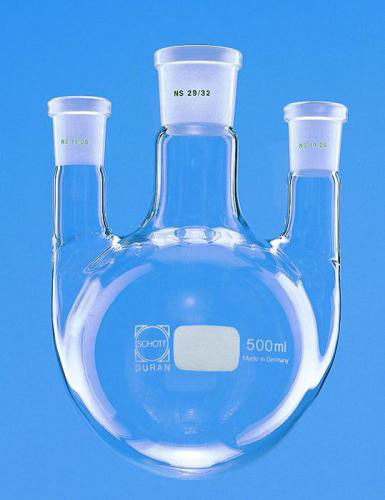 Rundkolbe, 3 halse, cent: NS29, side: NS14, 250 ml