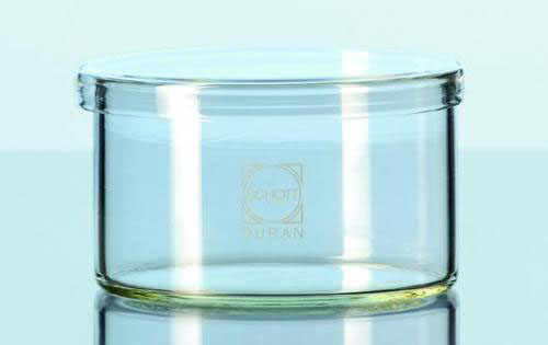 Prøveglas, Duran, lav form, løst låg, Ø80 x 50 mm