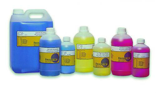 Buffer, Reagecon, pH 4,00 ± 0,01, 20 °C, rød, 500 mL