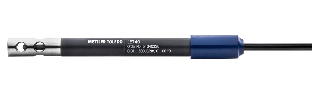 Ledningsevnecelle, Mettler-Toledo LE740, 2 stål, NTC, k=0,08 cm-1, Mini-DIN 1 m