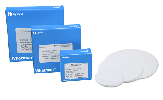 Rundfilter, Whatman, kvantitativt, Grade 589/2, White Ribbon, Ø55 mm, 4-12 µm, 100 stk
