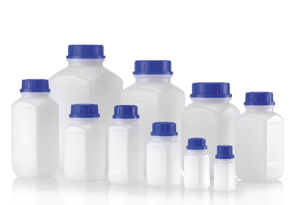 HDPE flaske, firkantet, mat, uden låg 100 ml hvid
