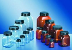 Firkantet flaske m/vid hals, PVC, klar, 750 ml