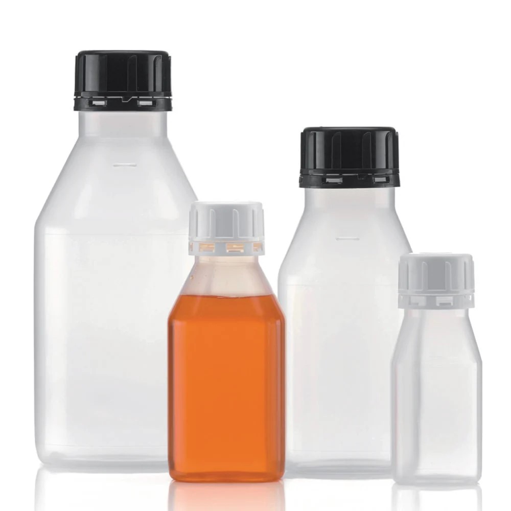 Flaske, PP, glasklar, smal hals, 1000 ml, uden låg