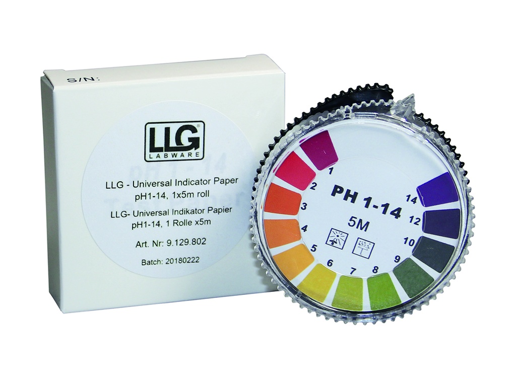 pH-indikatorpapir, LLG Universal, refill, pH 1 - 11, 3 ruller à 5 m