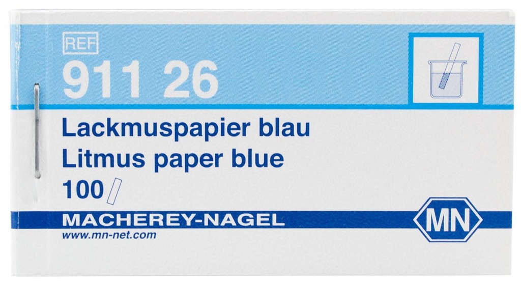 [9130112] pH-indikatorpapir, lakmus, Macherey-Nagel, strips, pH 8 - 5, blå-rød, 100 stk