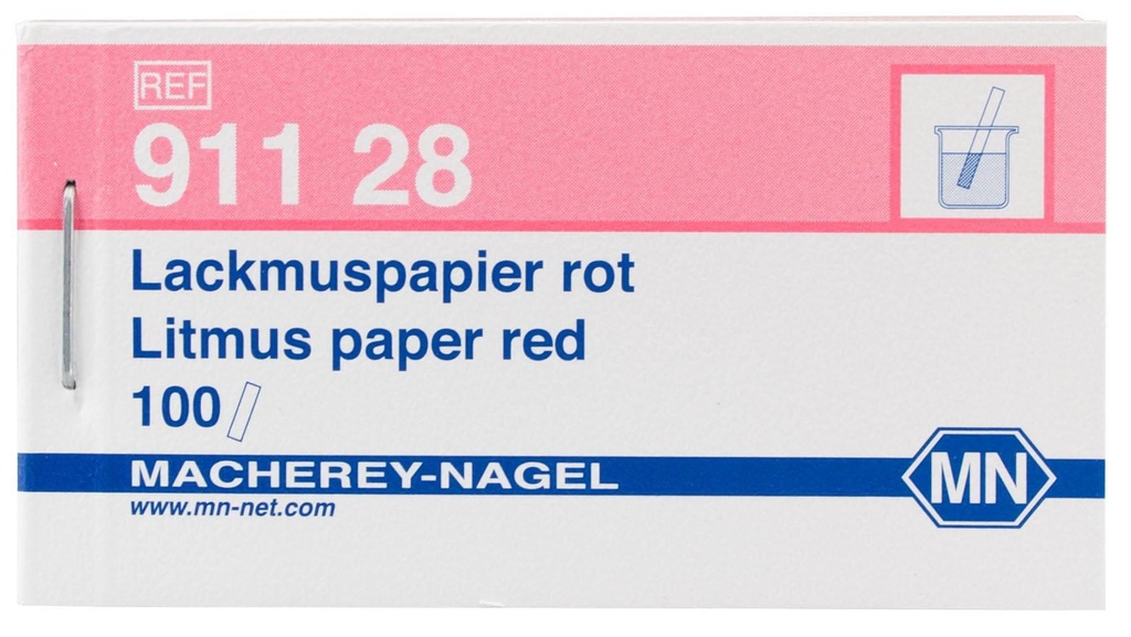 pH-indikatorpapir, lakmus, Macherey-Nagel, strips, pH 5 - 8, rød-blå, 100 stk