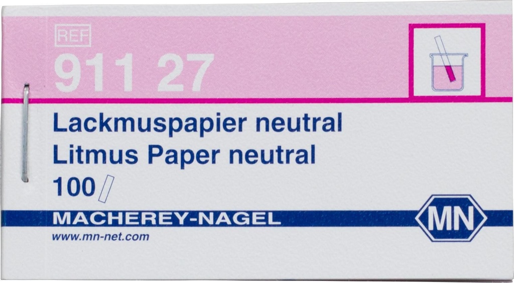 [9130118] pH-indikatorpapir, lakmus, Macherey-Nagel, strips, pH 5 - 8, rød-violet-blå, 100 stk