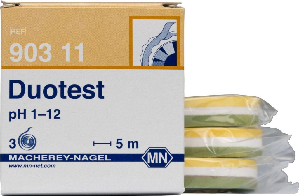 pH-indikatorpapir, Macherey-Nagel Duotest, refill, pH 1 - 12, 3 ruller à 5 m