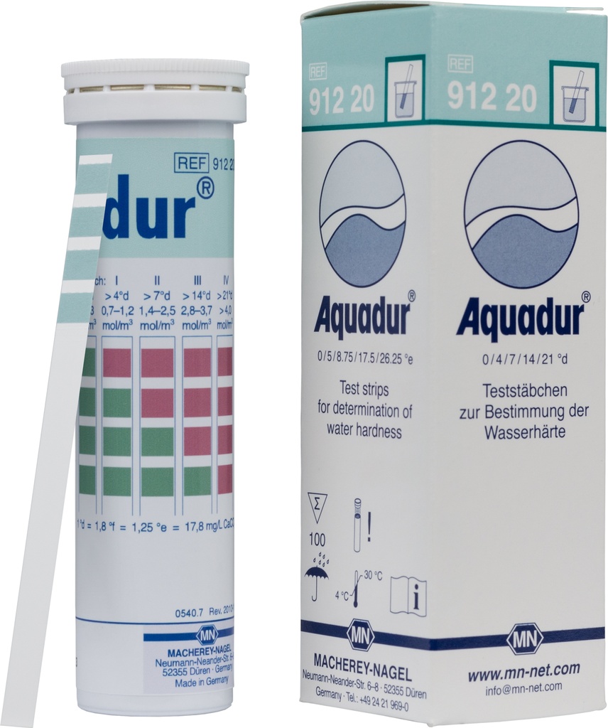 Aquadur teststrips, inddeling: 3-21 °dH, 100 stk