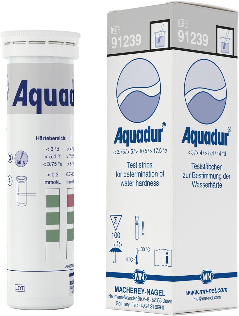 Aquadur teststrips, inddeling: 3-14 °dH, 100 stk