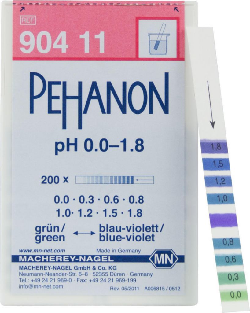 [9130658] pH-indikatorpapir, Macherey-Nagel PEHANON, strips, pH 0 - 1,8, 200 stk
