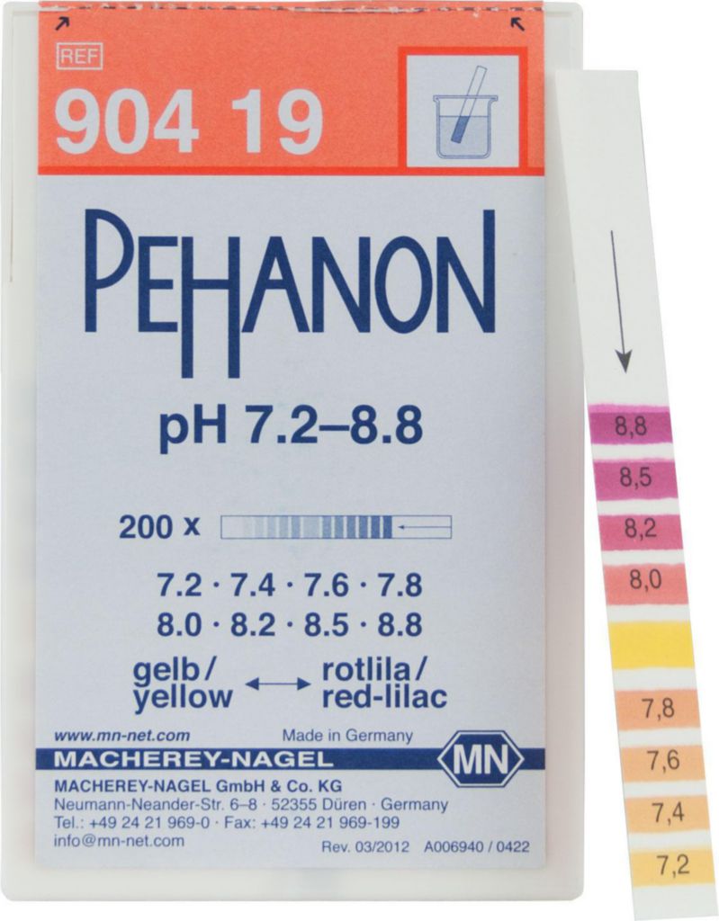 pH-indikatorpapir, Macherey-Nagel PEHANON, strips, pH 7,2 - 8,8, 200 stk