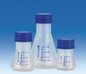 Erlenmeyerkolbe, Vitlab, PP, 1000 mL, GL45 med skruelåg