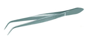 Pincet, spids, bøjet, 145 mm