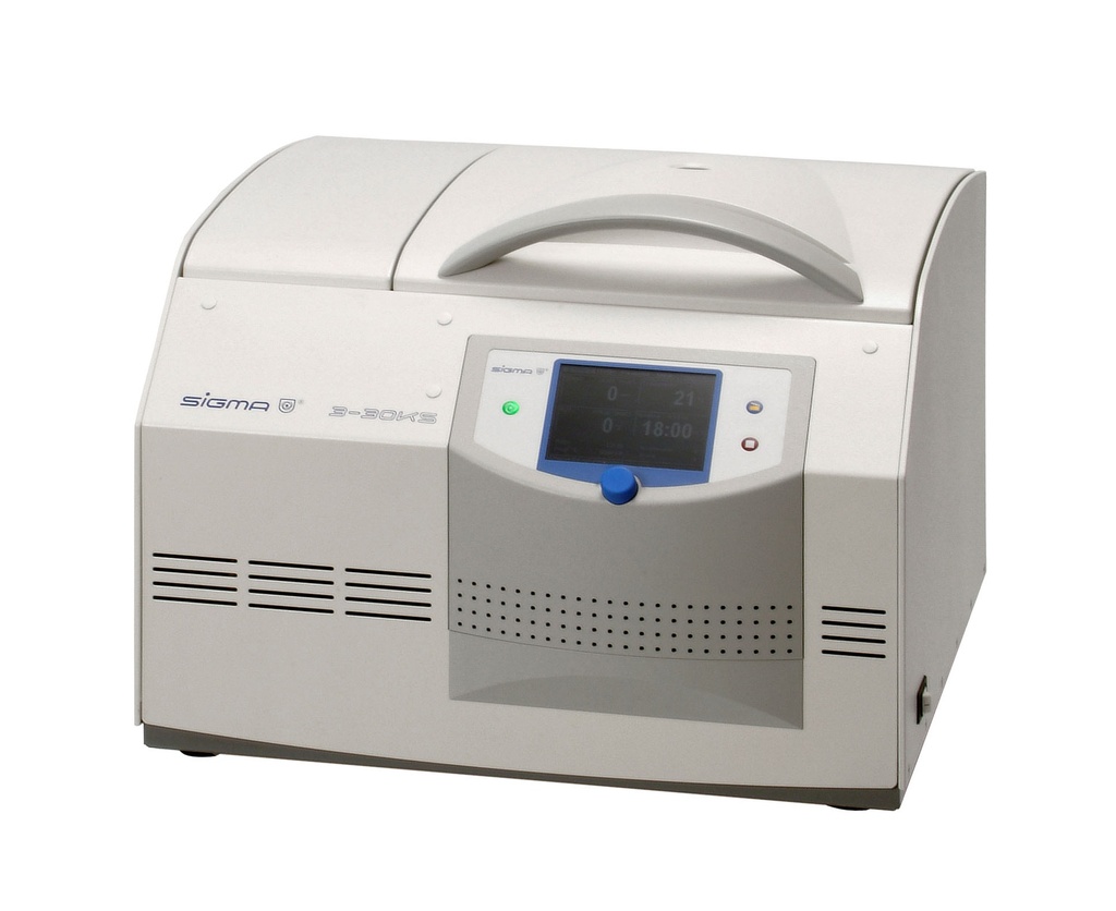 Centrifuge Sigma 3-30KHS m/køl og varme, 6x85 ml/30.000 o/min. u/rotor