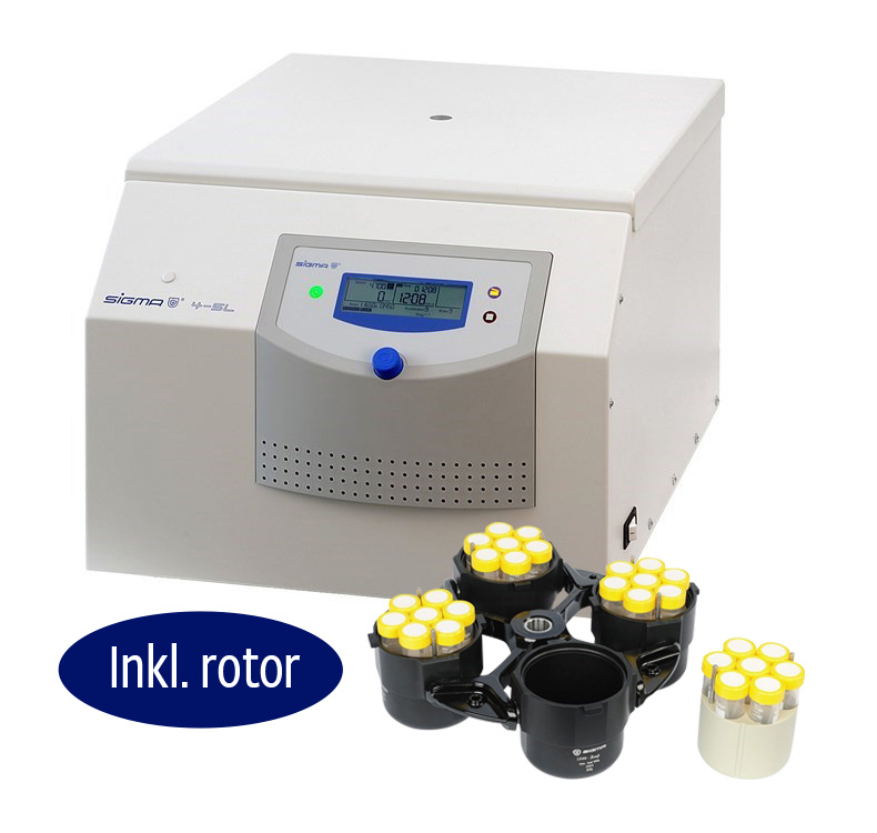 Centrifuge Sigma 4-5L inkl. rotor 4x750ml til 15/50 Falcon