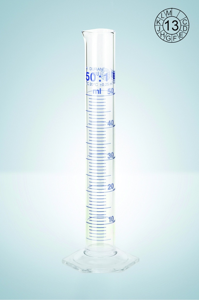 Måleglas 50 ml, h/f, Duran®, kl. A