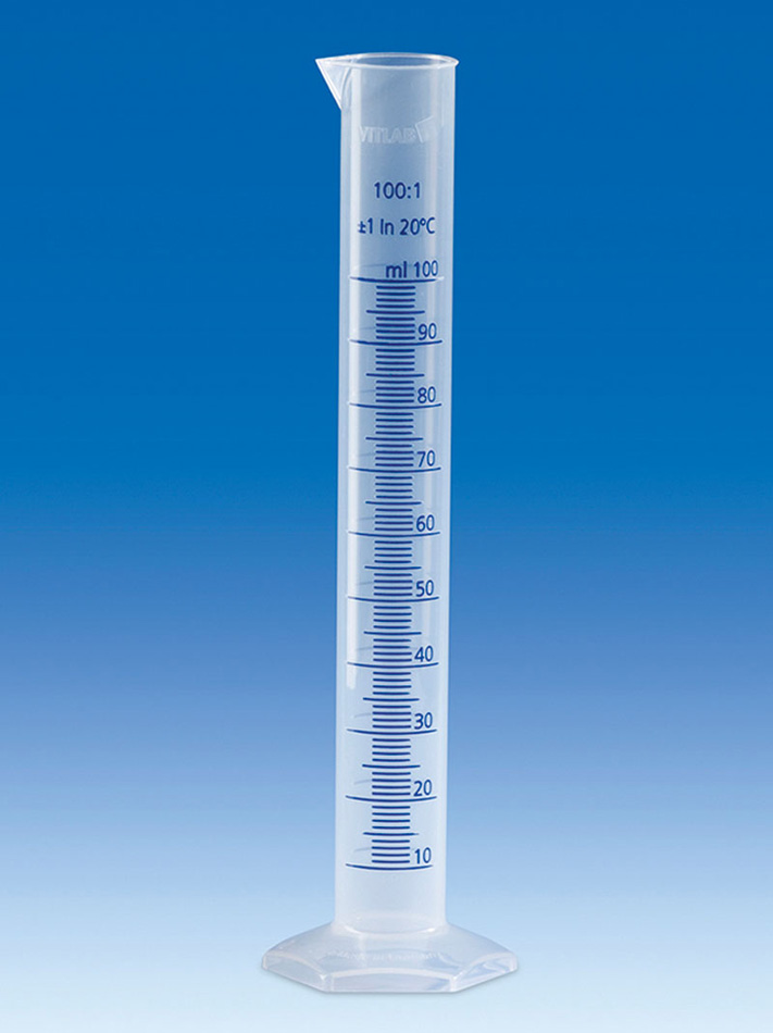[9274411] Målecylinder 100 ml, h/f, PP, kl. B