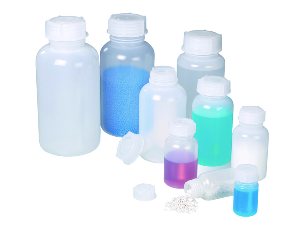 [9303854] Prøveflaske med vid hals, LDPE, m/låg, 250 ml