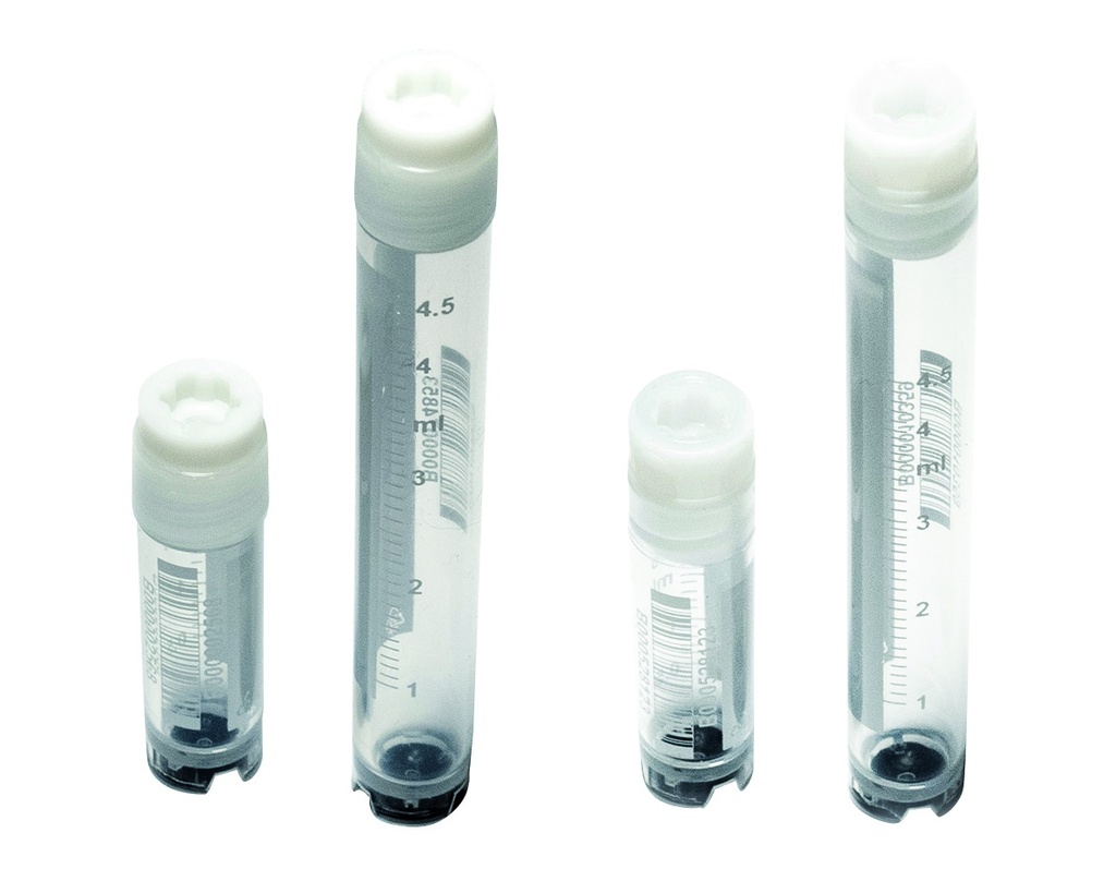 Kryorør, LLG, PP, sterile, indv. gevind, med fod, 2 ml, 2 x 50 stk.