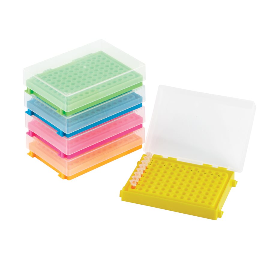 PCR-racks, 96 x 0,2 ml rør, assorterede farver
