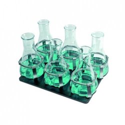 Platform med klemmer til 6 x 250-300ml kolber/bægre