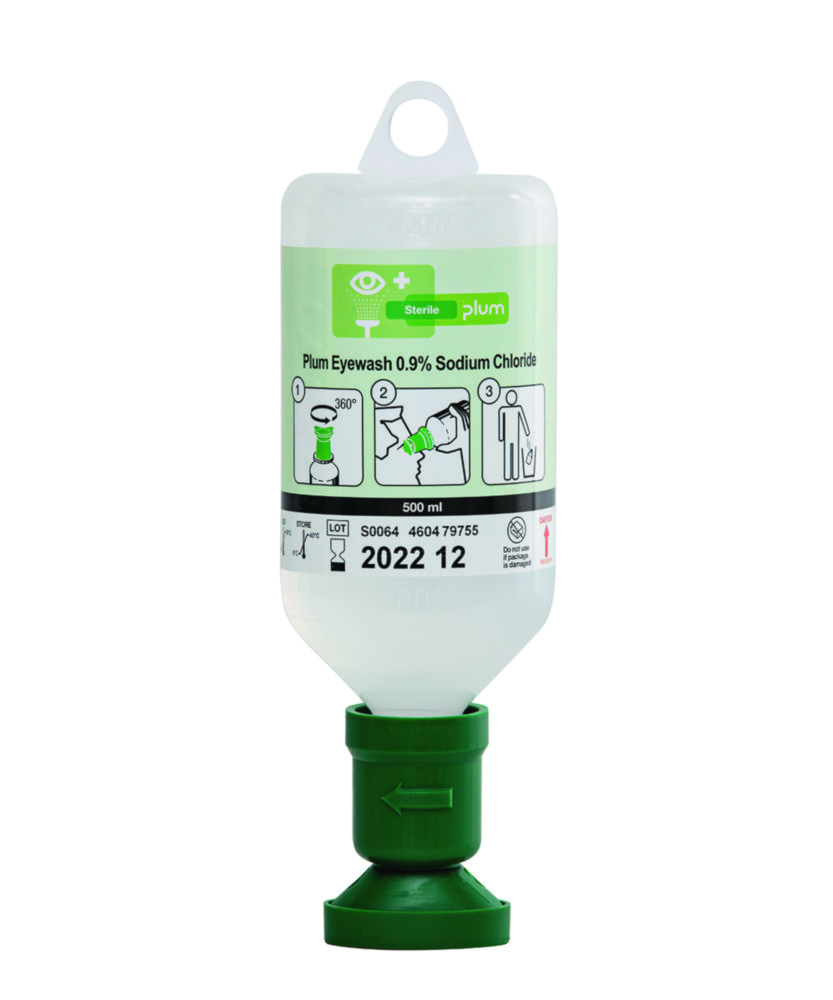 Øjenskylleflaske, B-Safety, 0,9% NaCl, steril, 500 ml