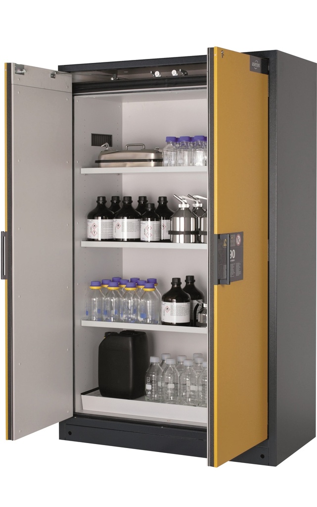 Brandskab, Asecos Q-CLASSIC-90, bredde 120 cm, 3 hylder, spildbakke