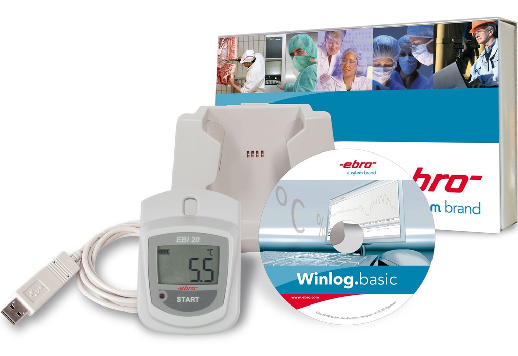 Datalogger USB, Ebro EBI-20 T1 sæt, temp.: -30-70°C