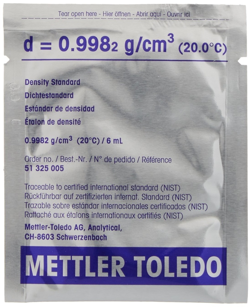 Densitetsstandard, Mettler-Toledo, til Densito 30PX, 10x6 mL