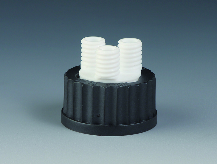Fordelerlåg til HPLC, Bohlender, PPS/PTFE, GL 45, 3 x GL 14